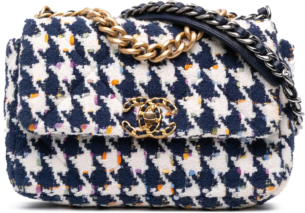 Chanel Hobo Bags - Medium Houndstooth Tweed 19 Flap - Gr. unisize - in Blau - für Damen