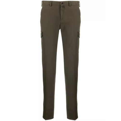 Pt Torino Olive Green Modal Blend Trousers Green 