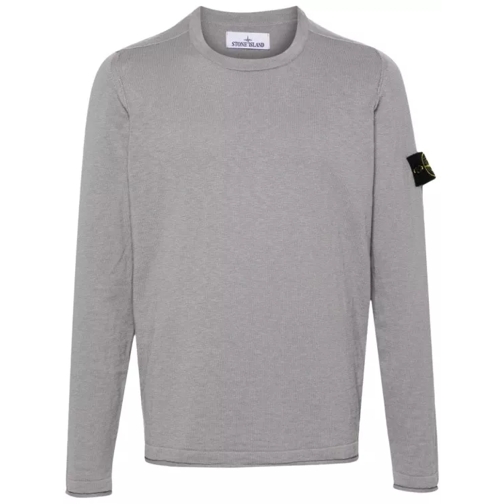 Stone Island Compass-Badge Fine-Knit Jumper Grey 