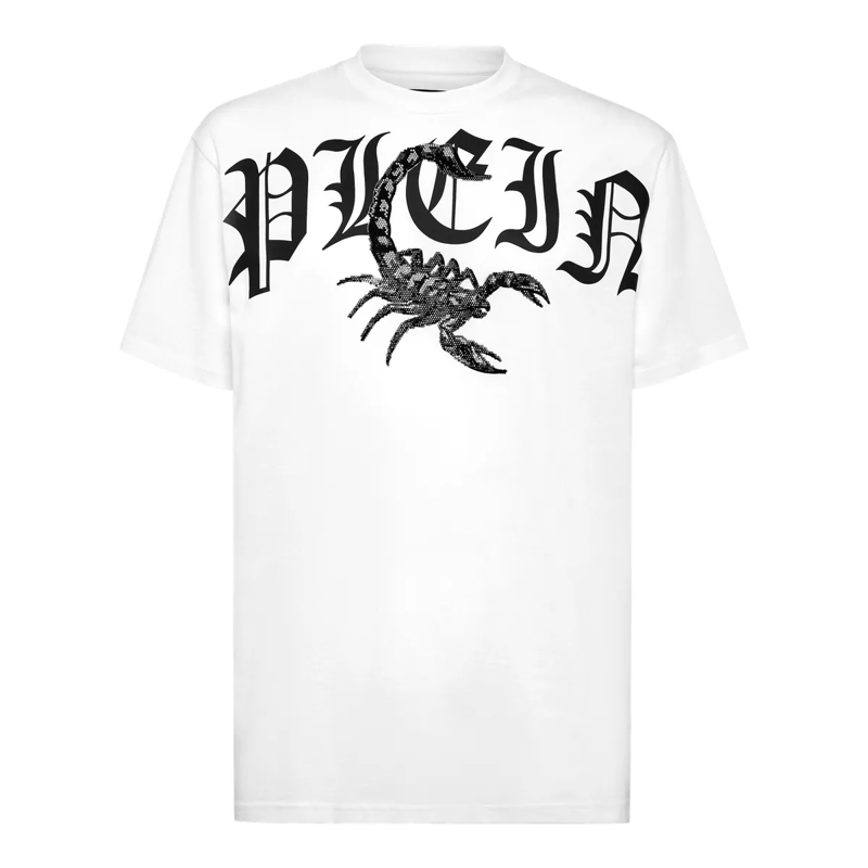 Philipp Plein T-Shirt T-Shirt Scorpion Mit Schmucksteinen weiss