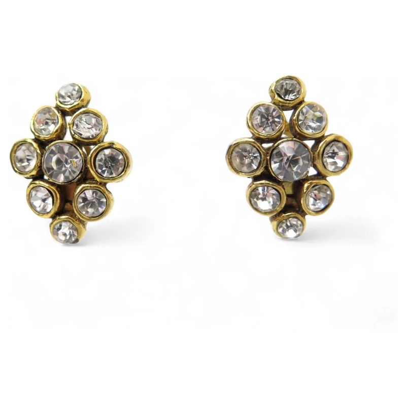 Chanel Ohrstecker VINTAGE CHANEL 1970 CLIP-Ohrringe mit Strass gold