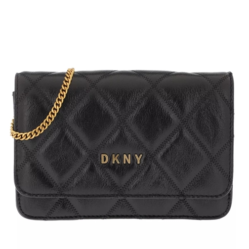 DKNY Sofia Flap Crossbody Bag Black Gold Crossbody Bag