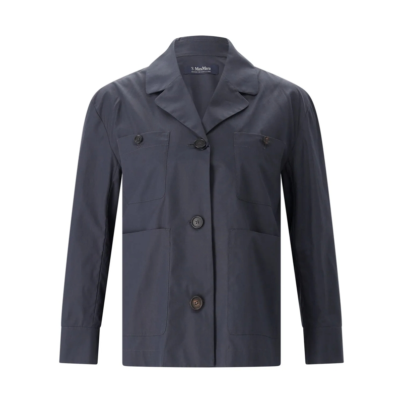 S Max Mara Übergangsjacke Hemdbluse Renata aus Baumwolle blau