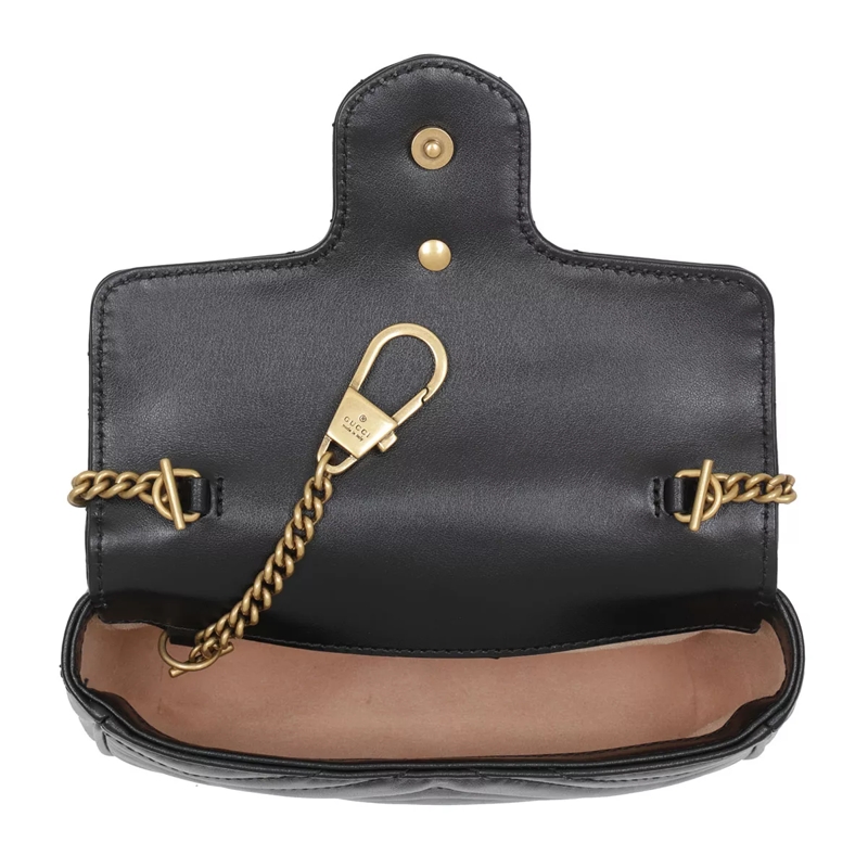 Gucci Crossbody Bag GG Matelassé Marmont Mini Crossbody Bag Leather Black/Gold(Image 5)