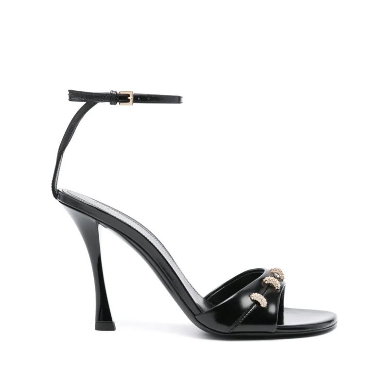 Givenchy Sandalen High Stiletto Black Calf Leather Sandals Grey