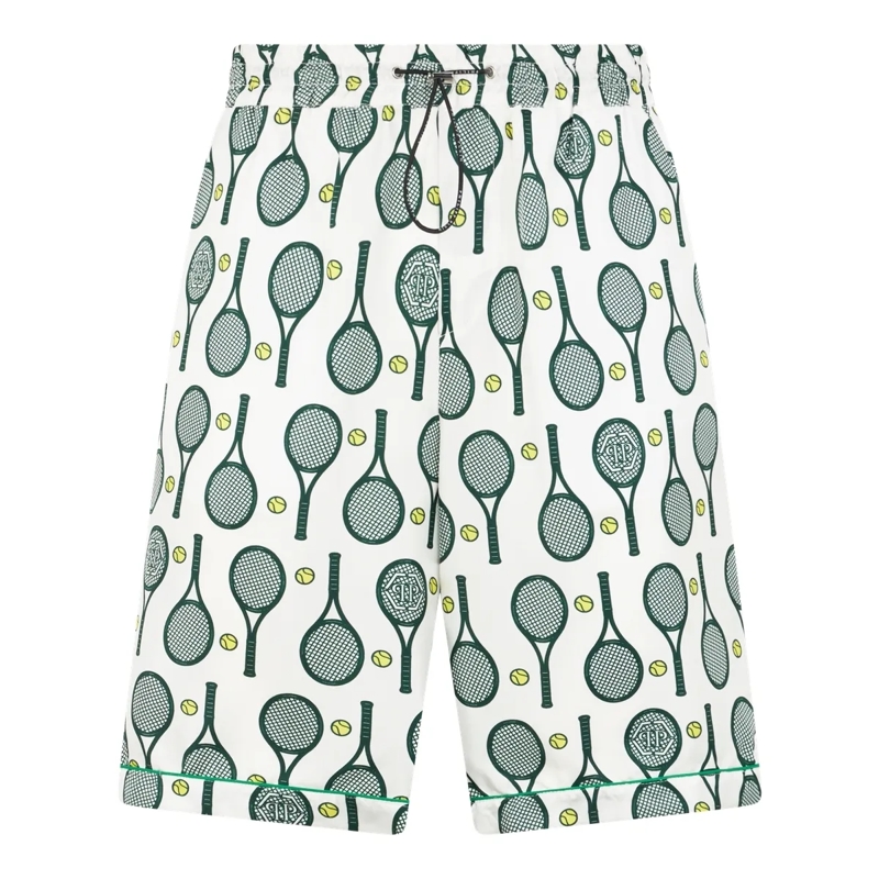 Philipp Plein Shorts Silk Drawstring Shorts Tennis weiss