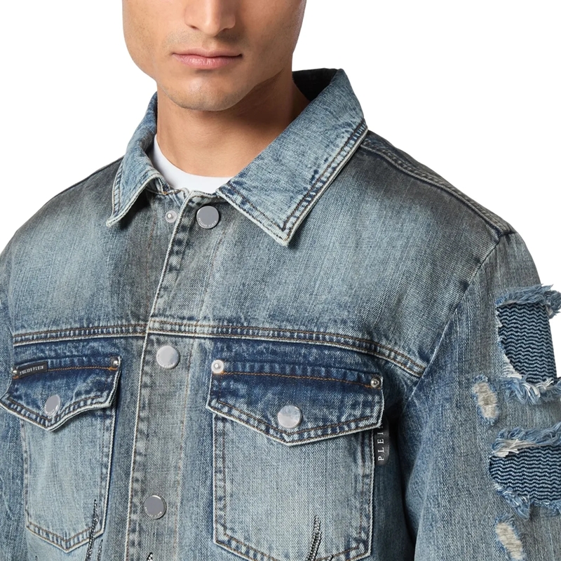 Philipp Plein Jeansjacke Jeansjacke Flame Mit Schmucksteinen grau(Image 5)