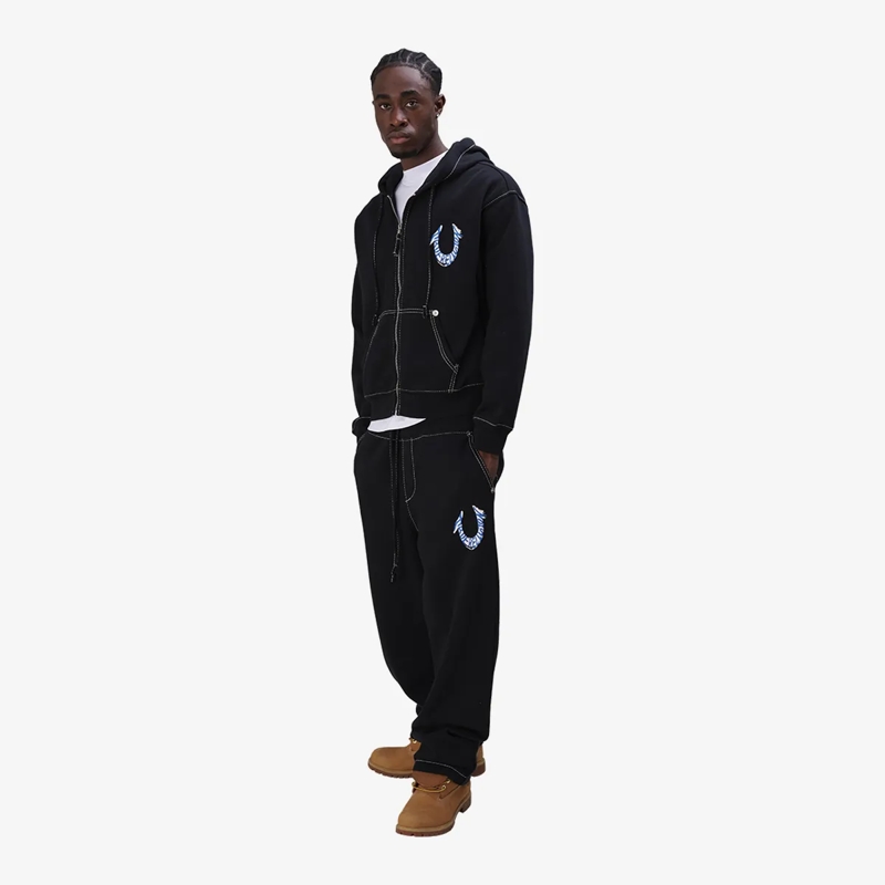 True Religion Hose Sweatpant Baggy Big T schwarz(Image 3)