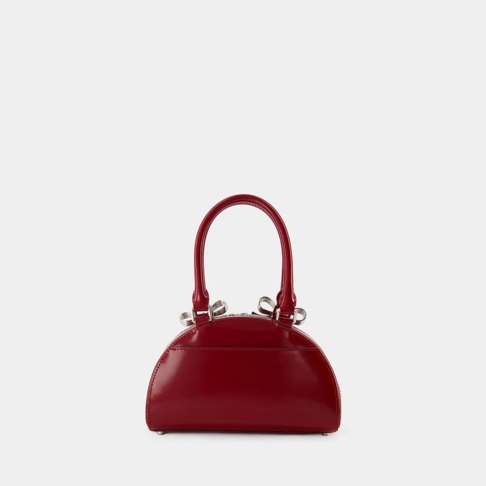 Self-portrait Crossbody bags Curved Mini Handbag Leather Burgundy in rood