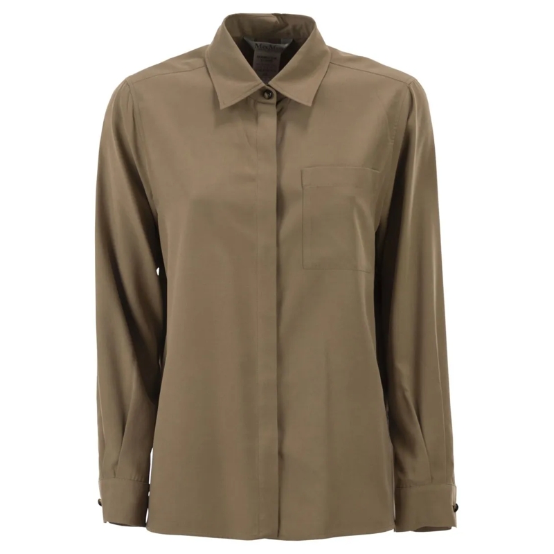 Max Mara Chemise Mxmsiamese - Silk Canvas Shirt Brown