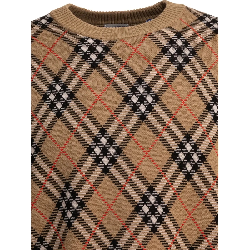Burberry Pullover Wool Blend Crew Neck Sweater Brown(Image 3)