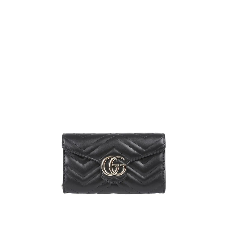 Gucci Geldbörse Chevron-Pattern Calf Leather Wallet Black