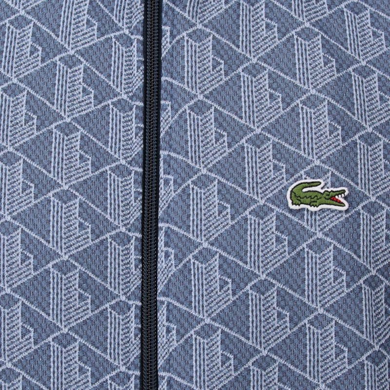 Lacoste Übergangsjacke Sweatjacke mit Jacquard-Monogramm und Logo-Detail Dunkelgrau(Image 18)