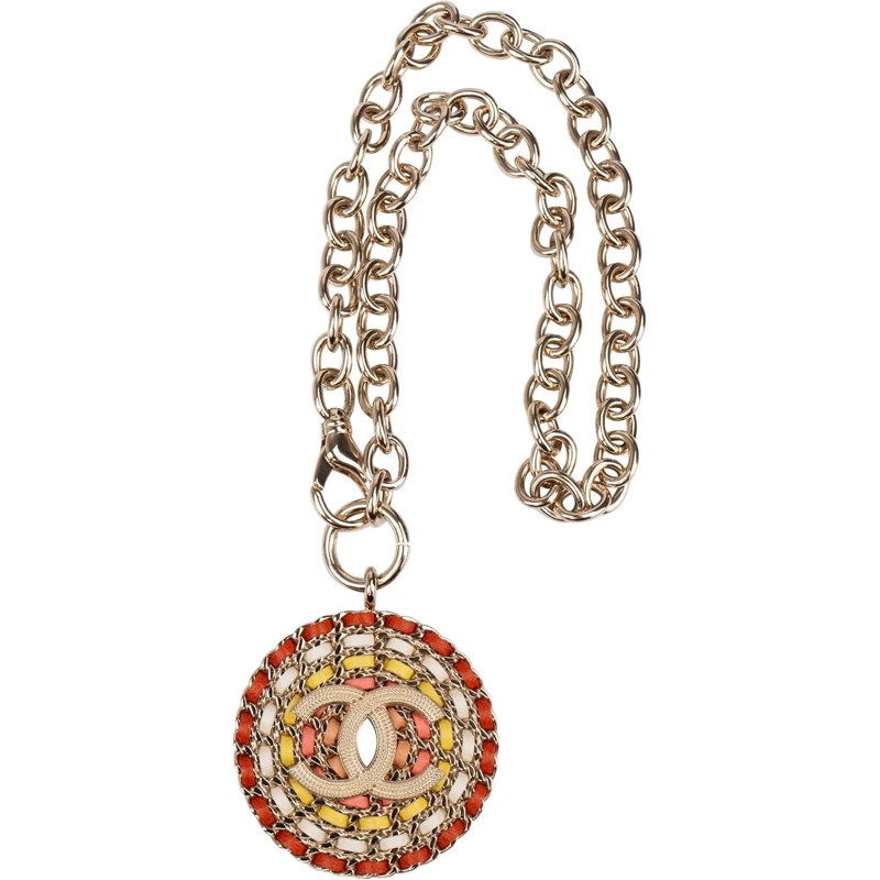 Chanel Collier moyen Chanel Multicolor Leather CC Pendant Chain mehrfarbig