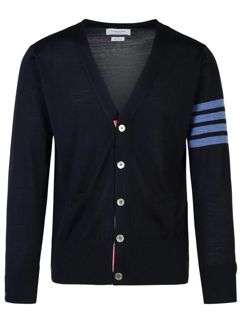 Thom Browne - 4-Bar%27 Navy Wool Cardigan - Größe 2 - blau