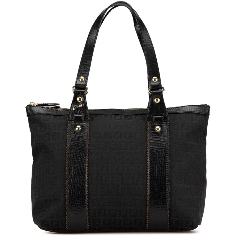 Fendi Draagtas Zucchino Canvas Handbag schwarz