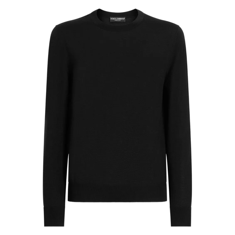 Dolce&Gabbana Pullover Refined Black Crew Neck Sweater In Virgin Wool Black