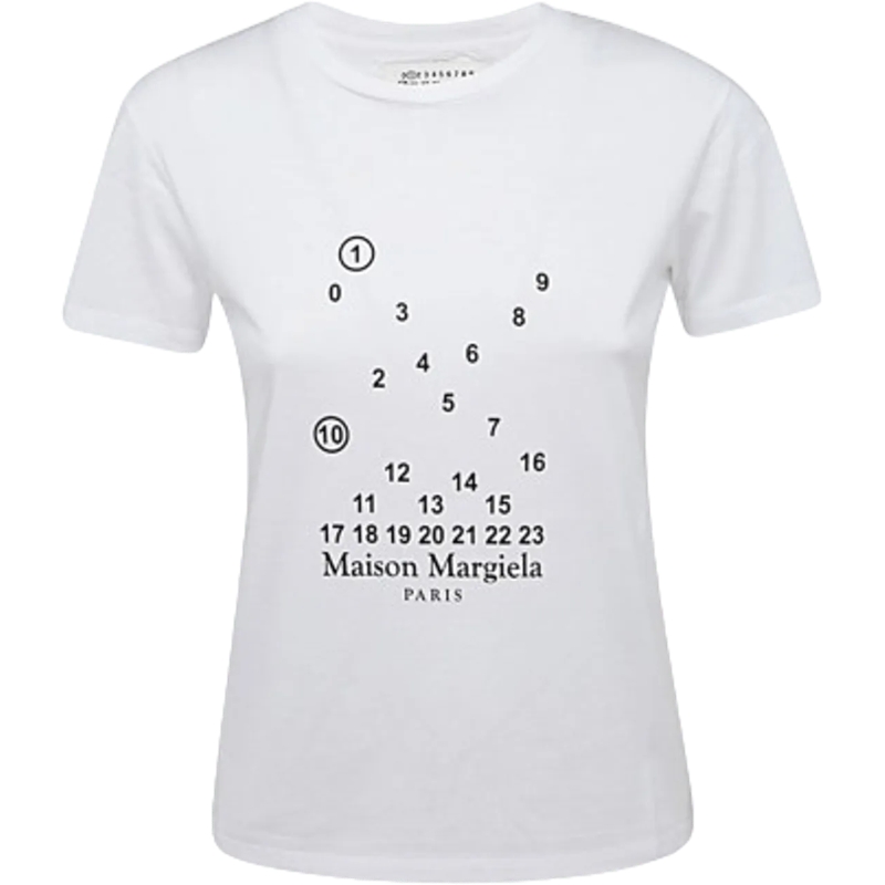 Maison Margiela T-Shirt T-shirt in cotone bianco con logo numerico weiß