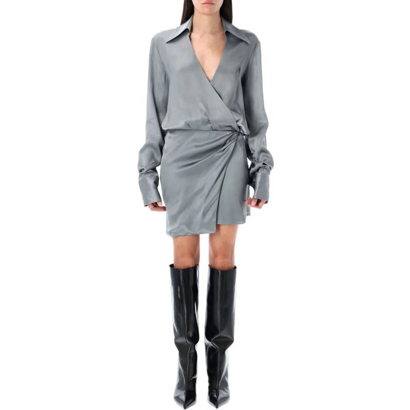 The Attico Mini-jurk Satin Mini Dress Grey