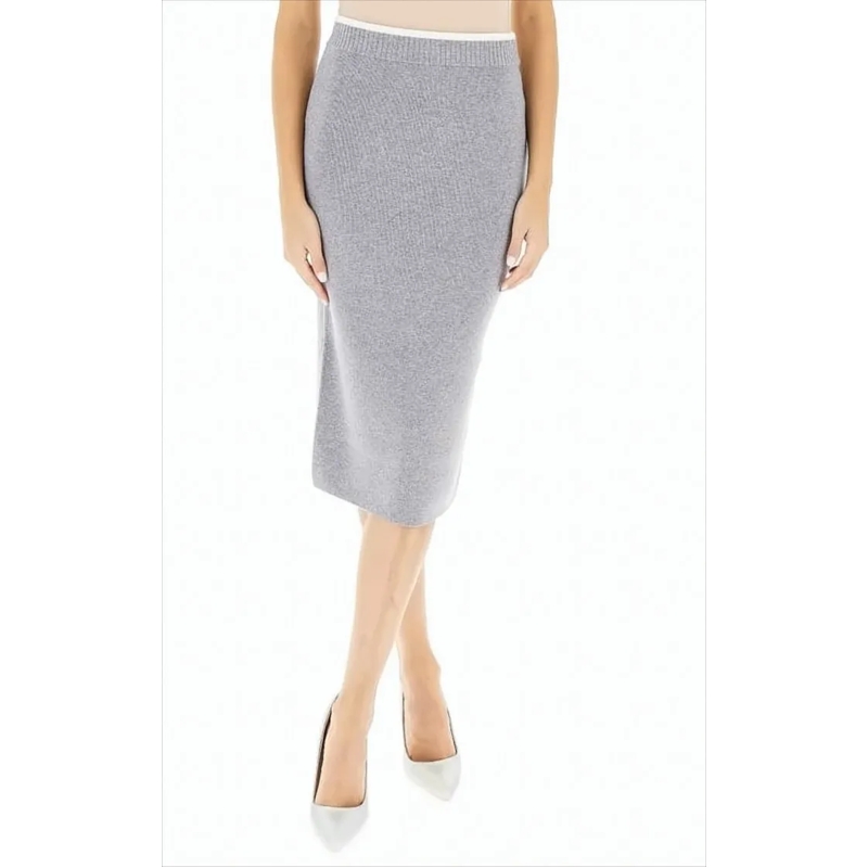 Pinko Bleistiftrock Pencil Midi Skirt In Merino Wool Grey