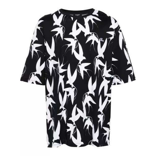 Balmain Bird-Print T-Shirt White/Black Black 