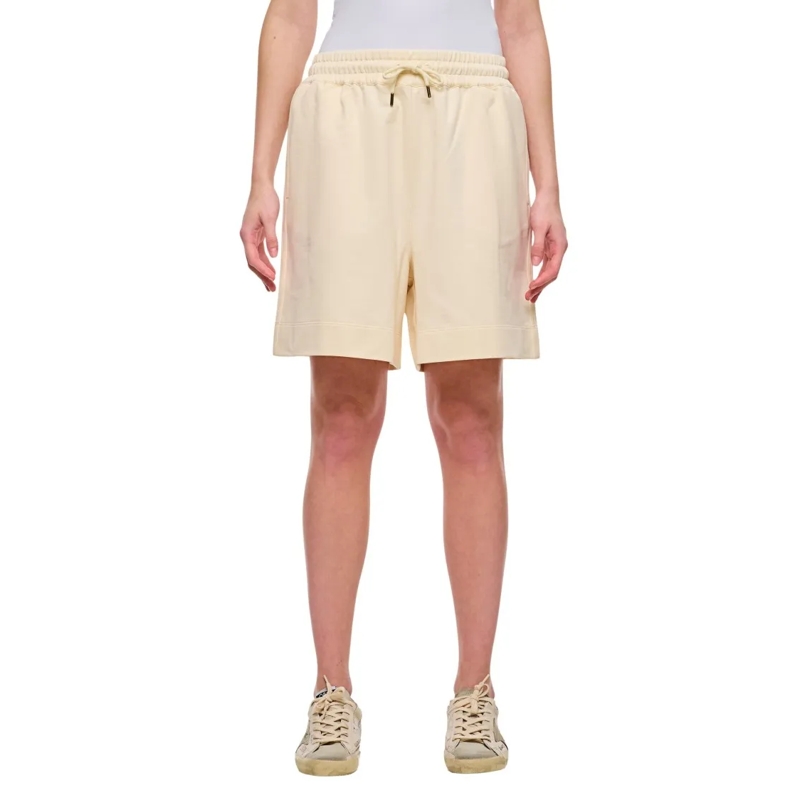 Moncler Casual Shorts Relaxed Fit Cream Knitted Shorts With Elasticated  Neutrals