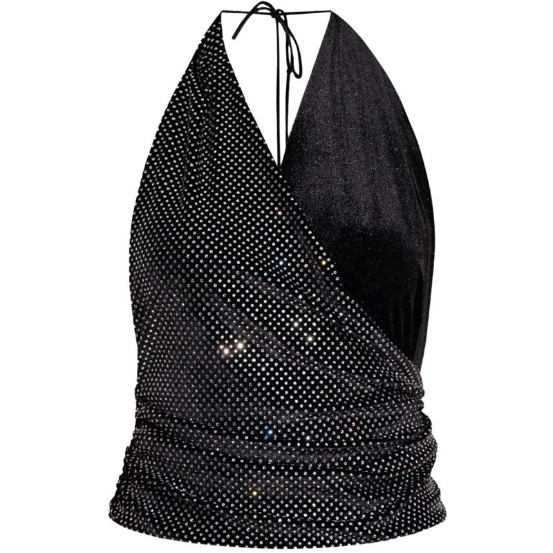 Balmain T-Shirt Top Noir Argent schwarz