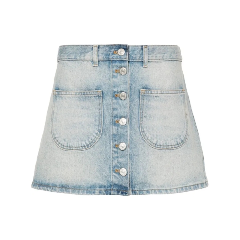 Courrèges Spijkerrok Thigh-Length Light Blue Denim Mini Skirt White