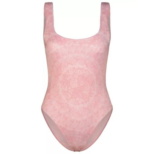 Versace Barocco' One-Piece Swimsuit In Pink Polyester Blen Pink 