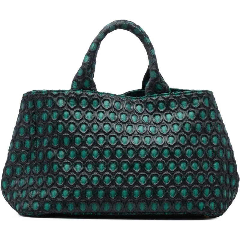 Prada Schultertasche Broccato Canapa Satchel grün
