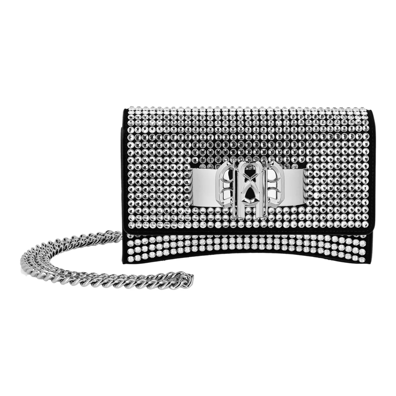 Philipp Plein Crossbody Bag Henkel Tasche Mit Schmucksteinen silber
