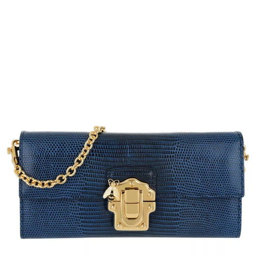 Dolce&Gabbana Portafoglio Continental Pelle St. Iguana Pochette Blu Marino Wallet On A Chain