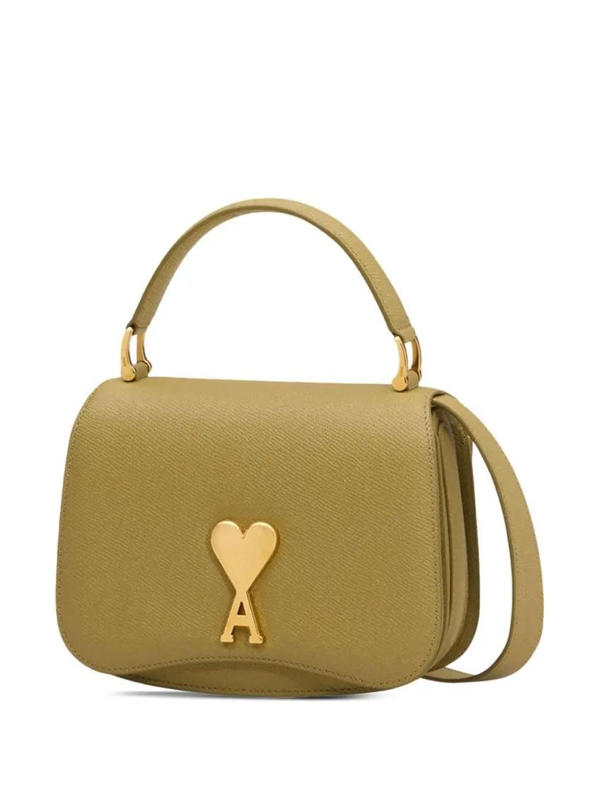 Ami Paris Bruine Foldover Tas met Groene Accent Brown Dames