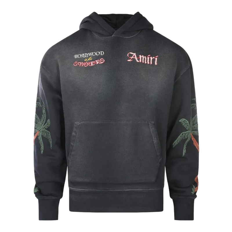 Amiri  Embroidered Black Hoodie With Graphics Black