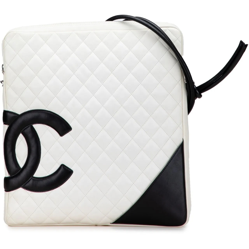 Chanel Sac à bandoulière Maxi Lambskin Cambon Ligne Crossbody weiß