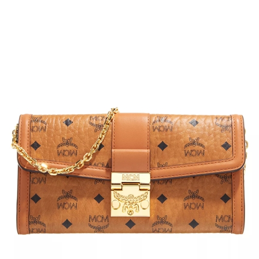 MCM Tracy Flap Wallet /Two-Fold Large Cognac Wallet On A Chain