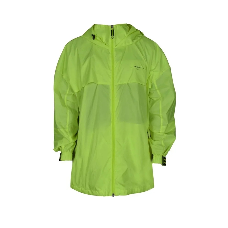 Off-White  Fluorescent Yellow Windbreaker With Zippered Pocke Green
