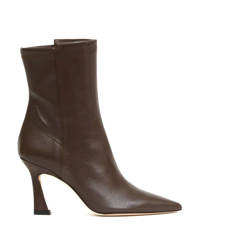 Stuart Weitzman Stiefel Brown Leather Ankle Boots With 85Mm Kitten Heel Brown