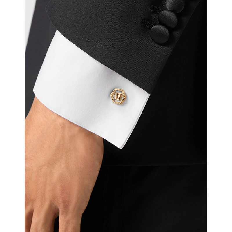 Philipp Plein Manschettenknöpfe Cufflinks Plein Icon gold(Image 4)