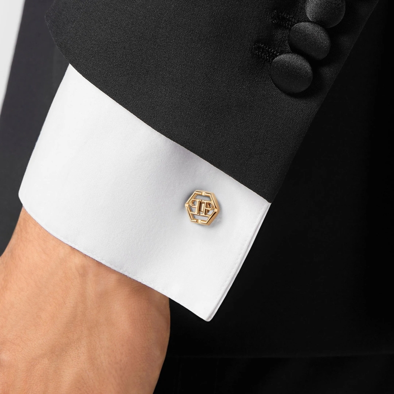 Philipp Plein Manschettenknöpfe Cufflinks Plein Icon gold(Image 2)