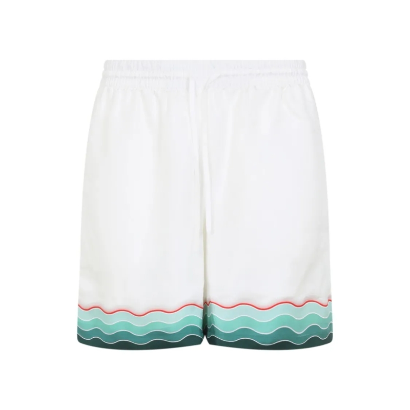 Casablanca Casual Shorts Multicolour Silk Bermuda Shorts White