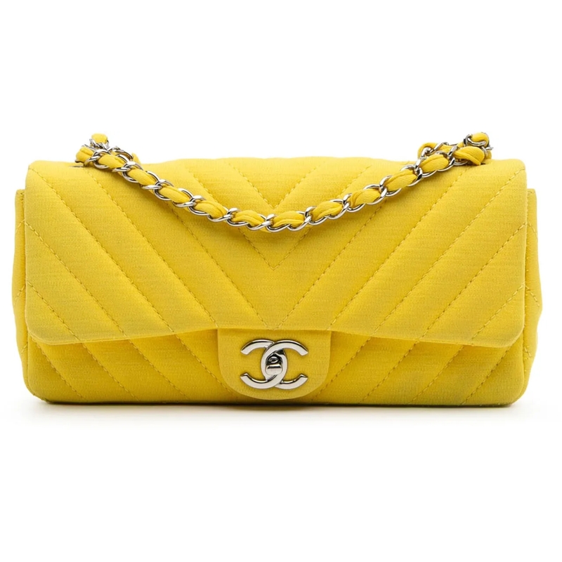 Chanel Sac à bandoulière Chevron Jersey East West Flap gelb