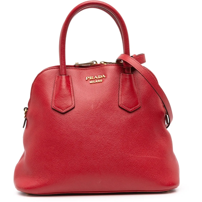 Prada Schultertasche Medium Saffiano Dome Satchel rot