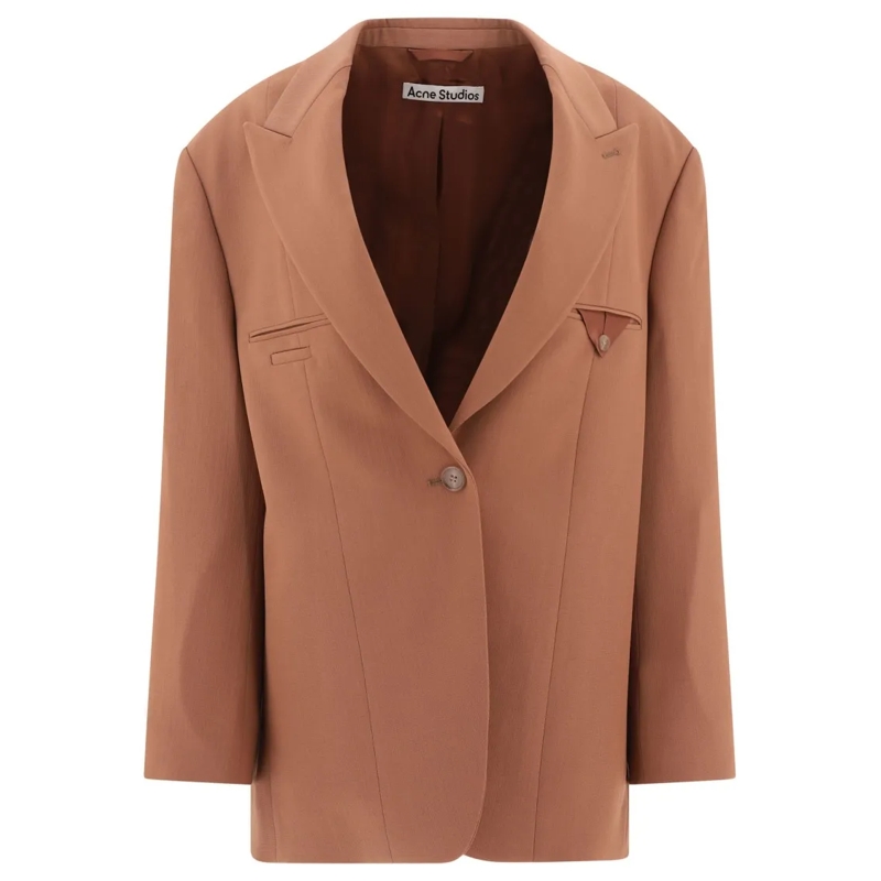 Acne Studios Blazer Single-Breasted Blazer With Tailored Fit Brown
