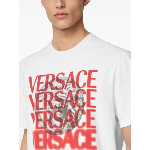 Versace T-shirts White Logo-Print T-Shirt White (Image 4)