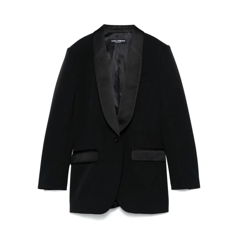 Dolce&Gabbana Blazer Tuxedo Jacket In Black Virgin Wool Black