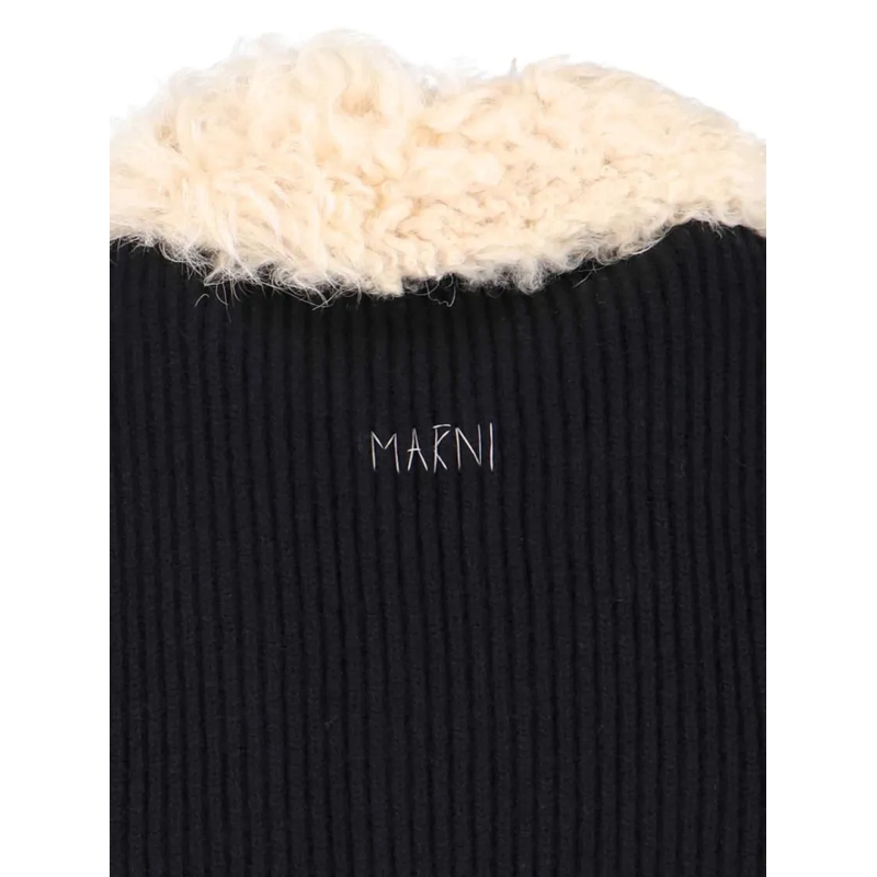 Marni Vest 'Montone Collar' Cardigan – Black Black