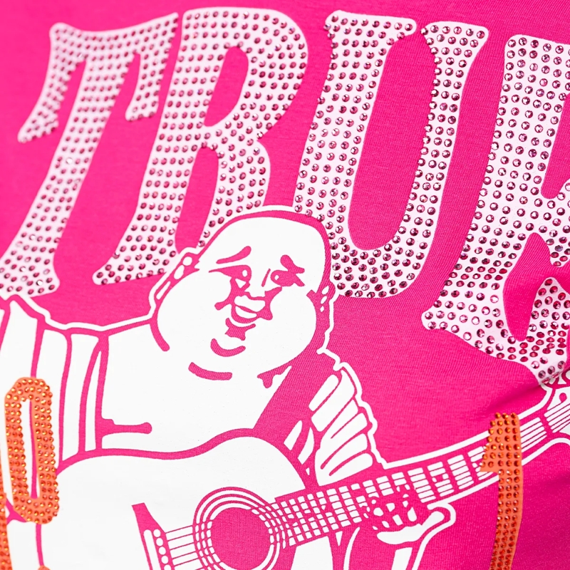 True Religion T-Shirt T-Shirt BUDDHA- Buddha-Print- Ziersteine auf Fr pink(Image 5)