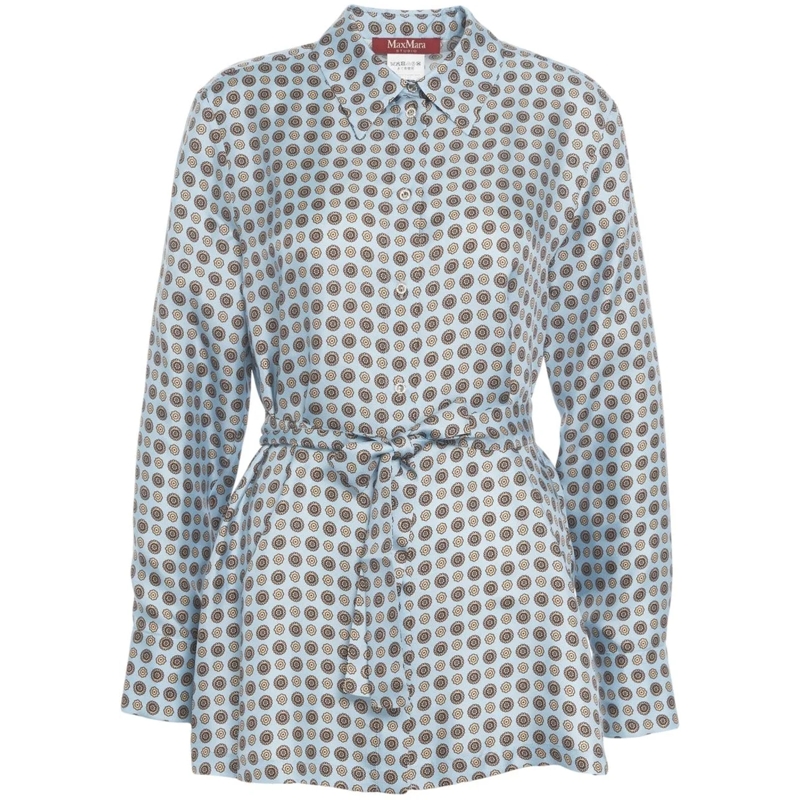 Max Mara Chemisier Blouse with waist belt 'Boccale' blau