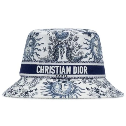 Christian Dior Mütze Dior D-Bobby Toile De Jouy Soleil Small Brim Bucke blau